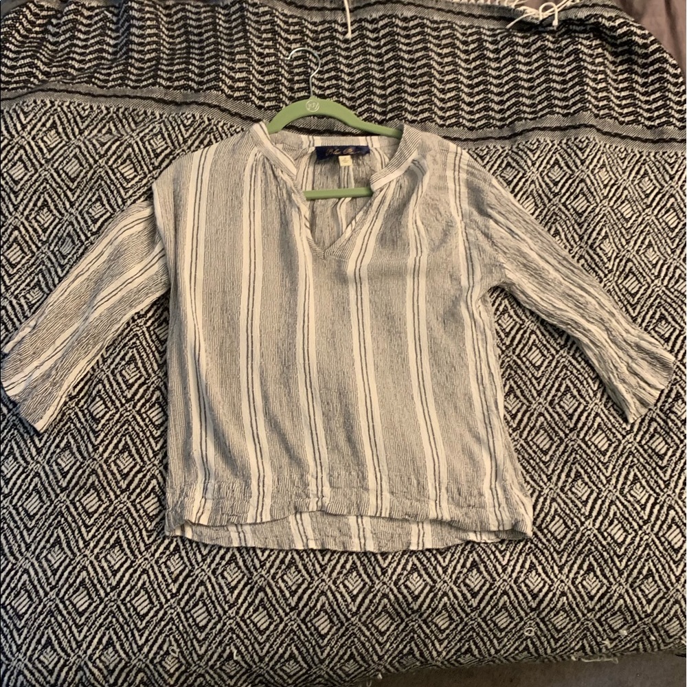 Ladies Quarter Length Sleeve Striped Blouse